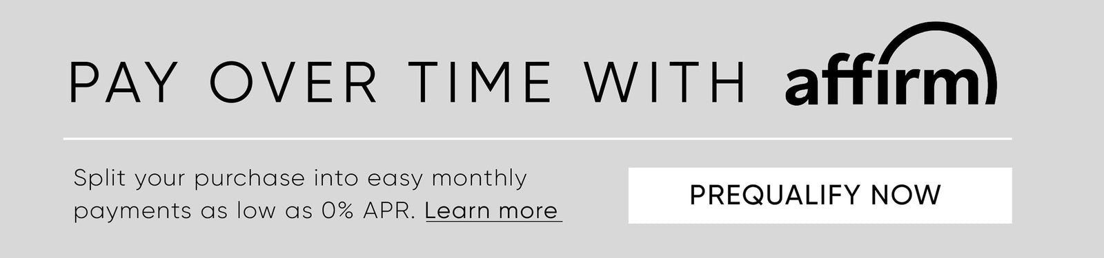 Promotional banner for Affirm payment option with text and logo.
